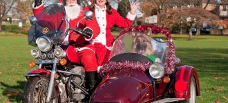 Santa Rides a Motorbike